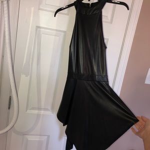 Black, Leather Dress/ Romper